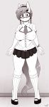  2015 anthro big_breasts breasts clothing earth_pony equine eyewear fan_character female glasses greyscale hi_res horse mammal monochrome my_little_pony pony replica_(artist) reppy skirt solo 