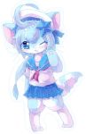  1girl artist_request blue_eyes blue_hair cat cat_busters furry open_mouth solo 