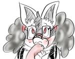  2015 anthro blush digital_media_(artwork) duo erection eyewear fellatio female freckles fur glasses hand_on_penis looking_at_viewer lucario male male/female male_penetrating mortal_chocolate nerdcario nintendo nude oral oral_penetration penetration penis pok&eacute;mon pok&eacute;mon_(species) red_eyes sex sharp_teeth simple_background solo_focus teeth video_games 