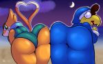  &lt;3 ambiguous_gender anthro ass_to_ass beach big_butt buizel butt clothed clothing duo female fur green_eyes hair hat hi_res koopa magikoopa mammal mario_bros moon nintendo open_mouth orange_fur pok&eacute;mon pok&eacute;mon_(species) puffdraws reptile robe scalie seaside swimsuit thick_thighs turtle video_games 