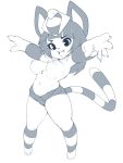  animal_crossing ankha_(animal_crossing) anthro bandage big_hands breasts cat clothed clothing egyptian feline female hair mammal monochrome navel nintendo nipples short_stack simple_background slugbox small_feet solo thick_thighs topless underwear uraeus video_games white_background wrappings 