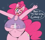  2015 anthro anthrofied areola big_breasts breasts dialogue earth_pony english_text equine erect_nipples female friendship_is_magic horse huge_breasts hugtastic_pinkie_pie mammal my_little_pony nipples pinkie_pie_(mlp) pony solo somescrub text under_boob 