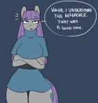  2015 anthro anthrofied big_breasts breasts clothed clothing earth_pony english_text equine female friendship_is_magic hi_res horse mammal maud_pie_(mlp) my_little_pony pony solo somescrub text 