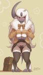  absol blush claws clothed clothing clothing_lift female hair hair_ornament long_hair nintendo panties pok&eacute;mon pok&eacute;mon_(species) red_eyes ribbons skirt skirt_lift underwear video_games zinfyu 