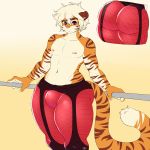  2017 anthro butt digital_media_(artwork) feline looking_at_viewer male mammal nipples tacoyaki tacoyaki_(character) thick_thighs tiger 