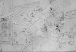  alcohol anthro aquila_chrysaetos avian beverage bird duo eagle female flat_chested from_behind_(disambiguation) golden_eagle inside kitchen lying male male/female nude on_front sex sketch wine wings 