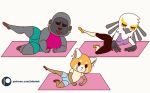  aggressive aggressive_retsuko animated anthro ape avian bird breasts canine class clothed clothing eagle eyelashes eyes_closed female gori_(aggressive_retsuko) gorilla group inkeink mammal pants primate raised_leg red_panda retsuko sanrio secretary signature spreading washimi yoga 