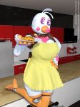  3d_(artwork) animatronic avian bird chicken clothing digital_media_(artwork) five_nights_at_freddy&#039;s food footwear freddy_fazbear&#039;s_pizzeria_simulator french_toast funtime_chica_(fnaf) high_heels idsaybucketsofart machine robot shoes solo video_games 