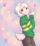  animated asriel_dreemurr boss_monster caprine clothed clothing deijii digital_media_(artwork) fur goat looking_at_viewer mammal red_eyes simple_background smile solo undertale video_games white_fur young 