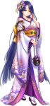  artist_request breasts cleavage full_body geta hair_ornament hand_in_hair holding japanese_clothes kimono kinkazan_(oshiro_project) large_breasts long_hair looking_at_viewer official_art oshiro_project oshiro_project_re purple_hair red_eyes snake solo transparent_background very_long_hair white_legwear 