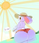  anthro beach beachwear big_butt bikini butt clothing lagomorph magician_bunny mammal ota_(artist) rabbit seaside shortstack swimsuit water 