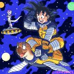  :d animal black_eyes black_hair capsule_corp crossed_arms crossed_legs dragon_ball dragon_ball_z eyebrows_visible_through_hair frieza full_body gloves happy looking_away lowres male_focus multiple_boys open_mouth planet short_hair sitting sitting_on_animal sky smile son_gokuu space space_craft spacesuit spiked_hair standing star_(sky) stargeyser starry_sky tail turtle umigame_(dragon_ball) zipper 