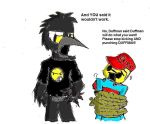  2009 avian bird bottomless clothed clothing corvid crow duffman spunkyfull the_simpsons traditional_media_(artwork) yellow_eyes 
