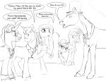  2017 bow_tie clothed clothing dialogue english_text equine eyewear fancypants_(mlp) female feral fleur_de_lis_(mlp) friendship_is_magic group hair horn horse male mammal monocle my_little_pony prince_blueblood_(mlp) raven_(mlp) royal_guard_(mlp) silfoe simple_background smile text unicorn white_background 