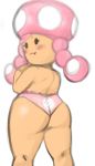  big_butt blush butt clothing digital_media_(artwork) female fungi_fauna humanoid looking_at_viewer looking_back mario_bros nintendo not_furry panties rear_view simple_background sin-buttons_(artist) solo standing toad_(mario) toadette underwear video_games 