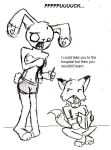  2009 blood breasts canine fail fox lagomorph mammal monochrome ouch rabbit spunkyfull traditional_media_(artwork) 