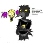  2009 avian bird bottomless clothed clothing corvid crow skull spunkyfull yellow_eyes 