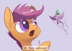  2018 detailed_background digital_media_(artwork) dragon english_text equine female friendship_is_magic hair hooves male mammal my_little_pony purple_eyes purple_hair scootaloo_(mlp) spike_(mlp) text underpable 
