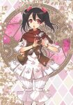  black_hair cosplay final_fantasy final_fantasy_xiv hair_ribbon heart heart_hands highres itou_noiji lalafell love_live! love_live!_school_idol_project open_mouth red_eyes ribbon scan twintails yazawa_nico 