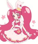  :d animal_ears ariesuzu_(ariessz) bad_id bad_pixiv_id bangs blush bow bunny_ears cake_hair_ornament choker collarbone cure_whip dress eyebrows eyebrows_visible_through_hair eyelashes flat_chest food_themed_hair_ornament frilled_dress frills gloves hair_ornament hairband kirakira_precure_a_la_mode long_hair magical_girl open_mouth pink pink_bow pink_choker pink_dress pink_eyes pink_gloves pink_hair pink_hairband precure simple_background smile solo star twintails usami_ichika very_long_hair white_background 
