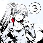  blazblue:_cross_tag_battle blouse blue_eyes commentary_request countdown cropped_jacket dress earrings high_collar higuchi_konomi jewelry lace lace-trimmed_skirt long_hair long_sleeves myrtenaster necklace official_art pendant petticoat ponytail roosterteeth rwby scar scar_across_eye side_ponytail silver_eyes skirt solo strapless strapless_dress tiara weiss_schnee white_blouse white_dress white_hair wide_sleeves 