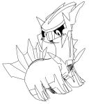  2015 ambiguous_gender black_and_white dialga doneru legendary_pok&eacute;mon monochrome nintendo open_mouth pok&eacute;mon pok&eacute;mon_(species) simple_background solo video_games white_background 