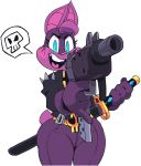  2018 alpha_channel anthro bat blue_eyes clothed clothing dual_wielding female gun holding_object holding_weapon katana mammal mask melee_weapon open_mouth ranged_weapon simple_background solo sophie_slam submachine_gun sword transparent_background uzi vimhomeless weapon 
