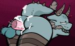  anal balls butt claws clothing dragon fin fur horn legwear penetration penis pixelated salamikii simple_background stockings thick_thighs 