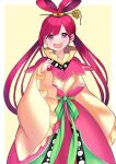  1girl :d blush dress eyebrows_visible_through_hair hair_ornament hairpin highres long_dress long_hair long_sleeves looking_at_viewer magi_the_labyrinth_of_magic neck_ribbon open_mouth pink_eyes red_hair ren_kougyoku ribbon smile solo standing tied_hair twintails very_long_hair wide_sleeves yuihiko 