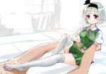  blue_eyes blush cum cum_on_self feet footjob konpaku_youmu legwear penis sakitsurumura silver_hair skirt touhou white_legwear 