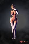  areola big_breasts blonde_hair blue_eyes breasts classy clothing female footwear gloves hair high_heels human human_only legwear looking_at_viewer mammal mostly_nude nipples not_furry nude shoes simple_background solo stockings 