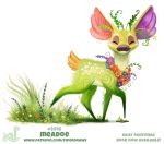  brown_fur cervine cryptid-creations eyes_closed female feral flower fur grass green_fur humor hybrid mammal plant pun simple_background smile solo white_background yellow_fur 