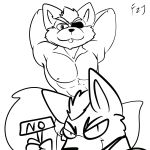  angry anthro canine convenient_censorship fox fox_mccloud foxzombiej looking_at_viewer male male/male mammal muscular muscular_male nintendo nipples nude pose star_fox teasing tongue tongue_out video_games wolf wolf_o&#039;donnell 