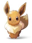  brown_eyes eevee full_body gen_1_pokemon looking_at_viewer no_humans official_art outline pokemon pokemon_(creature) pokemon_(game) pokemon_lgpe sitting smile solo transparent_background white_outline 