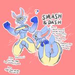  anthro anus breasts butt clothed clothing english_text female fur hair jroy101 lagomorph looking_at_viewer magic mammal muscular nipples open_mouth presenting pussy rabbit simple_background smash_n_dash smile solo superhero superpowers text 