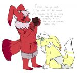  2_tails 3ds anthro anthro_on_anthro blackmail bulge chest_tuft clothed clothing crying cum cum_in_mouth cum_inside dialogue duo english_text fellatio fur green_eyes grey_eyes hi_res humanoid_penis kneeling legwear male male/male male_penetrating meowstic multi_tail nintendo nipples oral oral_penetration penetration penis pok&eacute;mon pok&eacute;mon_(species) profanity red_fur sex shiny_pok&eacute;mon sleepytoy socks tears teeth text toi_(sleepy_toy) topless toy_(sleepy_toy) tuft underwear vein video_games yellow_fur young 
