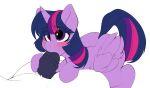  2018 animal_genitalia animal_penis blush digital_media_(artwork) duo equine equine_penis eyelashes faceless_male feathered_wings feathers feral friendship_is_magic hair hi_res horn kribbles male mammal medial_ring my_little_pony oral penis sex simple_background solo_focus twilight_sparkle_(mlp) white_background winged_unicorn wings 