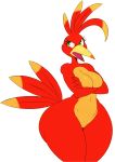  2018 angry anthro anthrofied avian banjo-kazooie beak big_butt bird breasts butt digital_media_(artwork) eyelashes feathers featureless_breasts female hi_res kazooie navel non-mammal_breasts open_beak open_mouth rareware simple_background solo sssonic2 thick_thighs tongue video_games voluptuous white_background wide_hips 