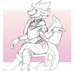  clothed clothing crossdressing dragon fizzle_(mlp) friendship_is_magic girly male my_little_pony redponei simple_background sitting sketch solo wings 