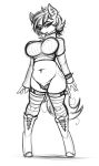  anthro boots bracelet camel_toe clothing cutie_mark equine fan_character female footwear horse jewelry legwear lipstick makeup mammal monochrome my_little_pony navel navel_piercing nipple_bulge piercing pony replica_(artist) reppy sketch socks solo spiked_bracelet spikes sweater 