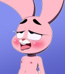  ahegao anais_watterson anthro buckteeth cartoon_network close-up cub dr._chaos eye_roll female flat_chested half-closed_eyes lagomorph looking_pleasured mammal navel nipples nude open_mouth rabbit simple_background solo standing teeth the_amazing_world_of_gumball tongue tongue_out young 