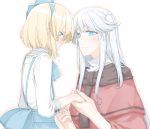  :t alice_margatroid alice_margatroid_(pc-98) blonde_hair blue_eyes blush bow capelet child crying crying_with_eyes_open hair_bow hair_ribbon high_collar holding_hands long_hair mother_and_daughter multiple_girls neck_ribbon pout ribbon sakuraba_yuuki shinki short_hair side_ponytail silver_hair skirt smile suspender_skirt suspenders tears touhou touhou_(pc-98) white_background white_hair younger 