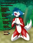  ... 2018 absurd_res anthro bdsm biped black_claws blue_eyes blue_fur blue_hair bodysuit bulge claws clothed clothing collar costume demonsoulz dialogue digital_drawing_(artwork) digital_media_(artwork) dragon english_text fur hair hi_res immelmann kneeling leash lycanroc male mammal midnight_lycanroc multicolored_fur nintendo offscreen_character open_mouth petplay pok&eacute;mon pok&eacute;mon_(species) pok&eacute;mon_costume puppyplay roleplay rubber shiny skinsuit solo suddenlytsumi teeth text tight_clothing toe_claws tongue tongue_out two_tone_fur video_games white_fur 