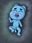  &lt;3 4_fingers absurd_res anthro baby balls cartoon_network cat cub drooling eyelashes eyes_closed feline gumball_watterson happy hi_res male mammal navel nipples nude pacifier penis saliva simple_background small_penis solo somestickygoo the_amazing_world_of_gumball young 