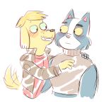  2018 anthro avocato blush canine cat clothing dog duo feline final_space fur gary_(final_space) hi_res jadeyarts male male/male mammal 