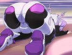  all_fours ass black_gloves bodysuit bridal_gauntlets dogeza from_behind gloves haruyama_kazunori hugtto!_precure precure purple_hair ruru_amour short_hair solo top-down_bottom-up 