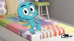  anthro bed briefs bulge cartoon_network cat clothed clothing cub feline gumball_watterson heartless_squirrel looking_at_viewer lying male mammal navel nipples on_side pillow presenting smile solo spreading stool the_amazing_world_of_gumball topless underwear young 