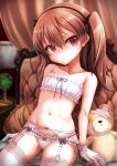  arm_support bangs blurry blurry_background boko_(girls_und_panzer) bow bow_panties bra brown_eyes brown_hair chair commentary_request crotch_seam dust_particles eyebrows_visible_through_hair frilled_bra frilled_panties frills garter_belt girls_und_panzer gloves head_tilt highres indoors lace lace-trimmed_thighhighs lamp lampshade leaning_back lingerie long_hair navel panties panties_over_garter_belt parted_lips pillow shibagami shimada_arisu side_ponytail solo strapless strapless_bra stuffed_animal stuffed_toy teddy_bear thighhighs underwear underwear_only white_gloves white_legwear wooden_chair 