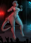  2018 5_fingers anthro breasts digital_media_(artwork) digitigrade female lizard navel nipples pussy reptile robyn_paperdoll scalie solo standing 