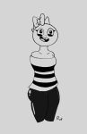  2018 anthro armless big_butt breasts buckteeth butt clothed clothing crossgender digital_media_(artwork) female humanoid kitty_(under(her)tail) looking_at_viewer mammal monster monster_kid not_furry professorcomms solo striped_shirt teeth under(her)tail undertale video_games 